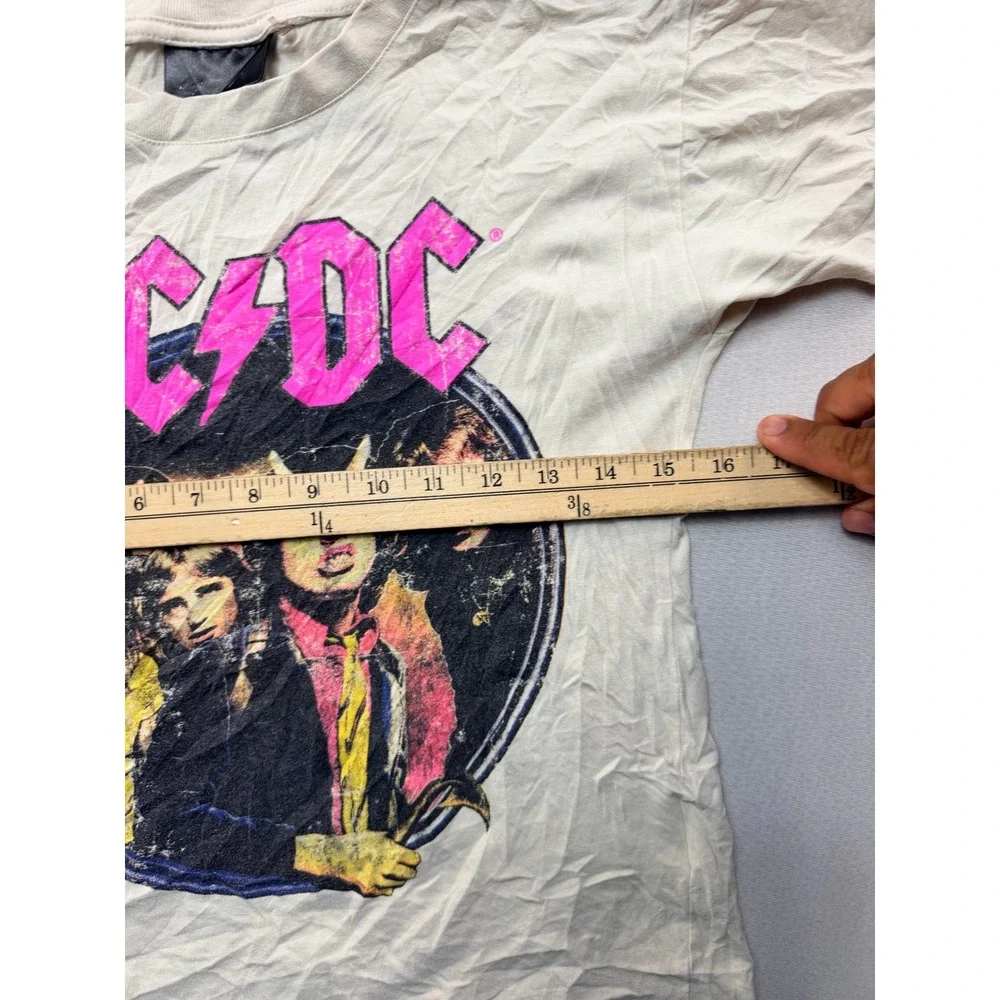 Cotton On AC/DC T-Shirt Kids Size 9-10 Off-White Excellent Highway to Hell Tour